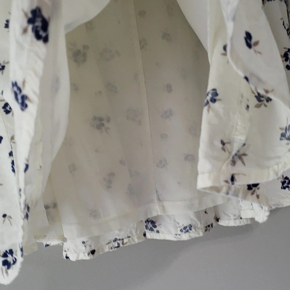 Old Navy Floral Skirt Medium Godet Cream Blue Cottage Prairie Coquette Feminine - Picture 5 of 12